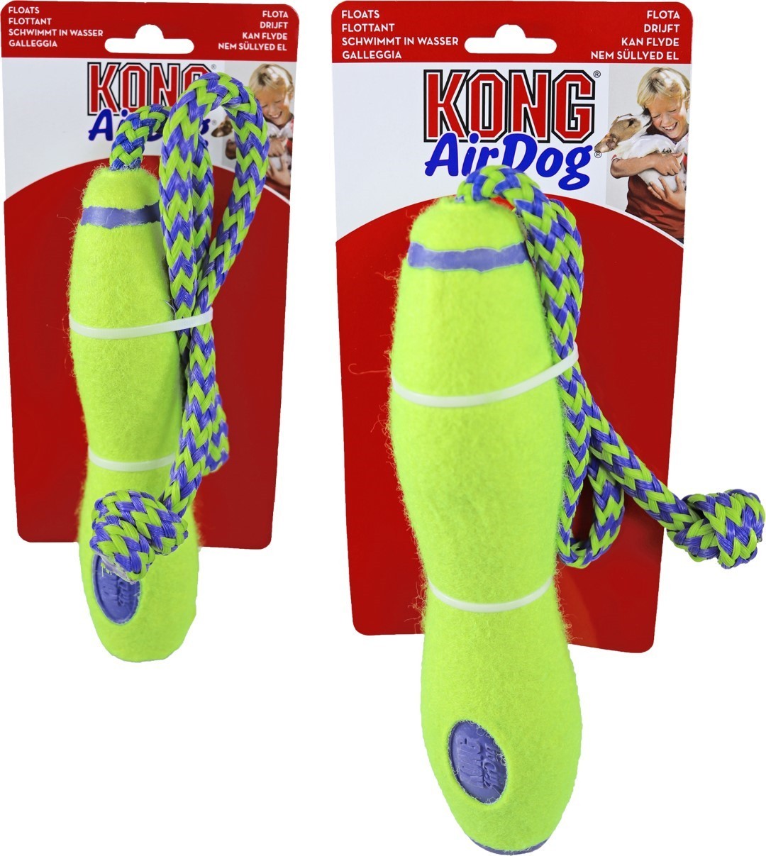 KONG hond Air Dog Squeakair stick met touw medium - Kong Top Merken Winkel
